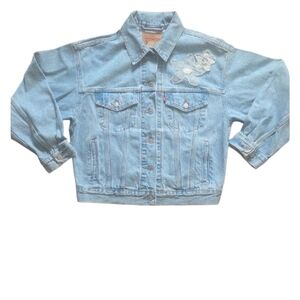Levi's Women's Blue‎ Denim Jacket with Floral Accent